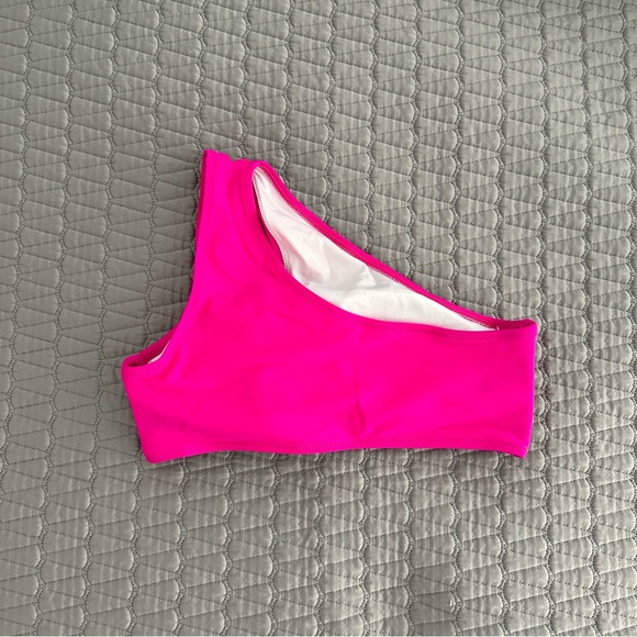 NWOT One Shoulder Bikini Top with Cutout (Neon Rose-Hot Pink) - Picture 7 of 12
